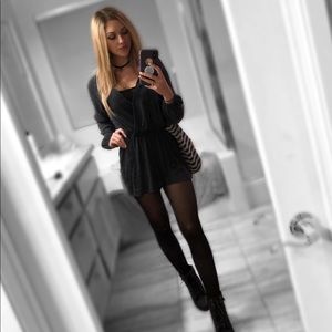 Gray/ Black Polka Dot Romper 🖤